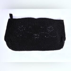 Vintage hand beaded Elegant Black Clutch